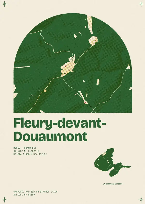 Affiche de Fleury-devant-Douaumont, calculée par 123-fr d'après l'IGN