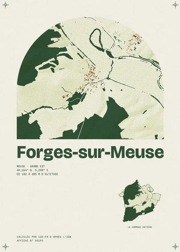 Affiche de Forges-sur-Meuse, calculée par 123-fr d'après l'IGN