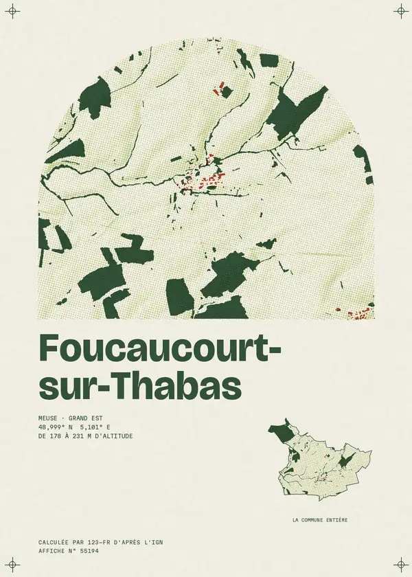 Affiche de Foucaucourt-sur-Thabas, calculée par 123-fr d'après l'IGN