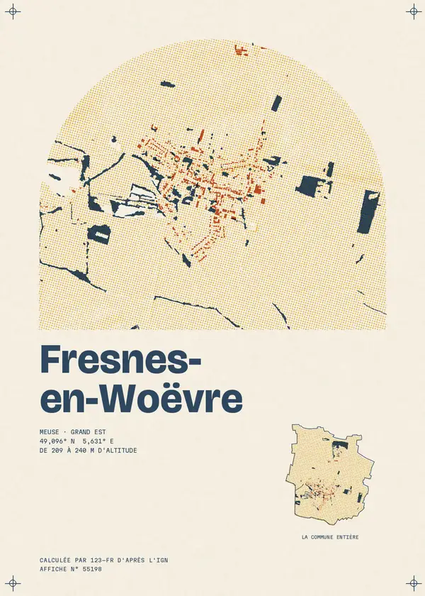 Affiche de Fresnes-en-Woëvre, calculée par 123-fr d'après l'IGN