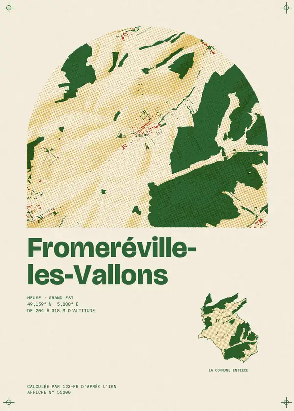 Affiche de Fromeréville-les-Vallons, calculée par 123-fr d'après l'IGN
