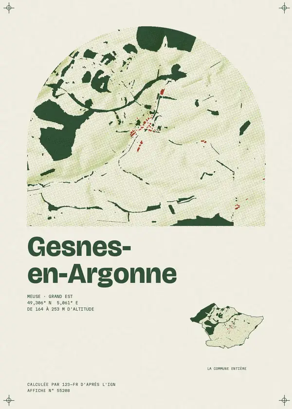 Affiche de Gesnes-en-Argonne, calculée par 123-fr d'après l'IGN