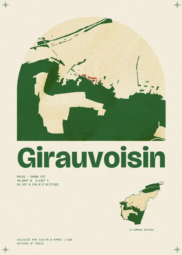 Affiche de Girauvoisin, calculée par 123-fr d'après l'IGN