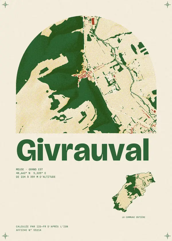 Affiche de Givrauval, calculée par 123-fr d'après l'IGN