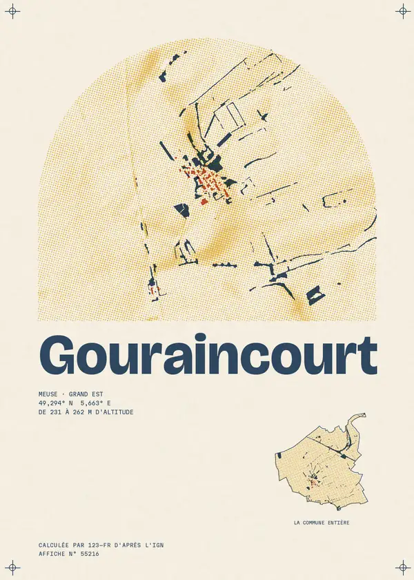 Affiche de Gouraincourt, calculée par 123-fr d'après l'IGN