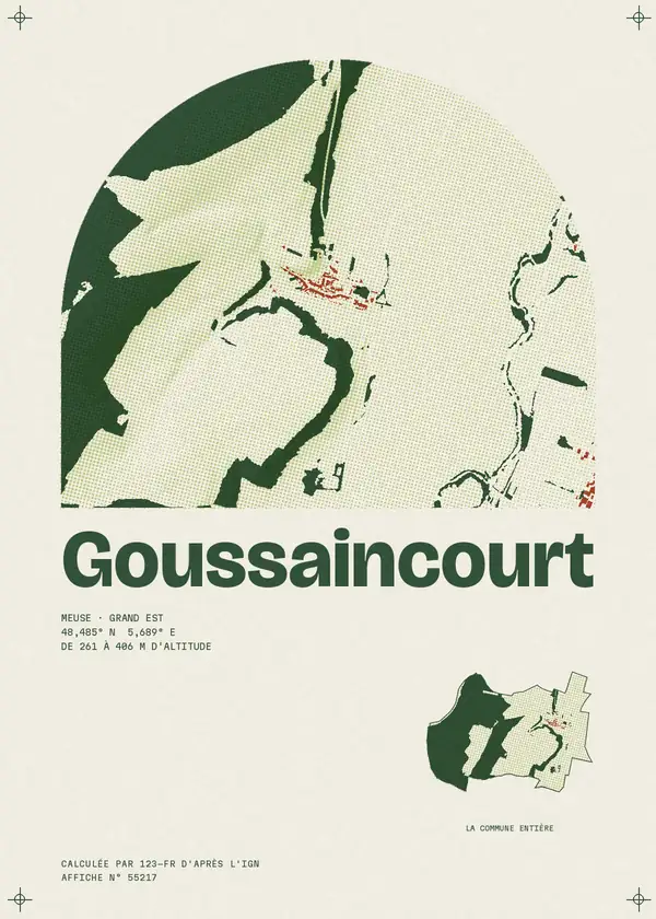 Affiche de Goussaincourt, calculée par 123-fr d'après l'IGN