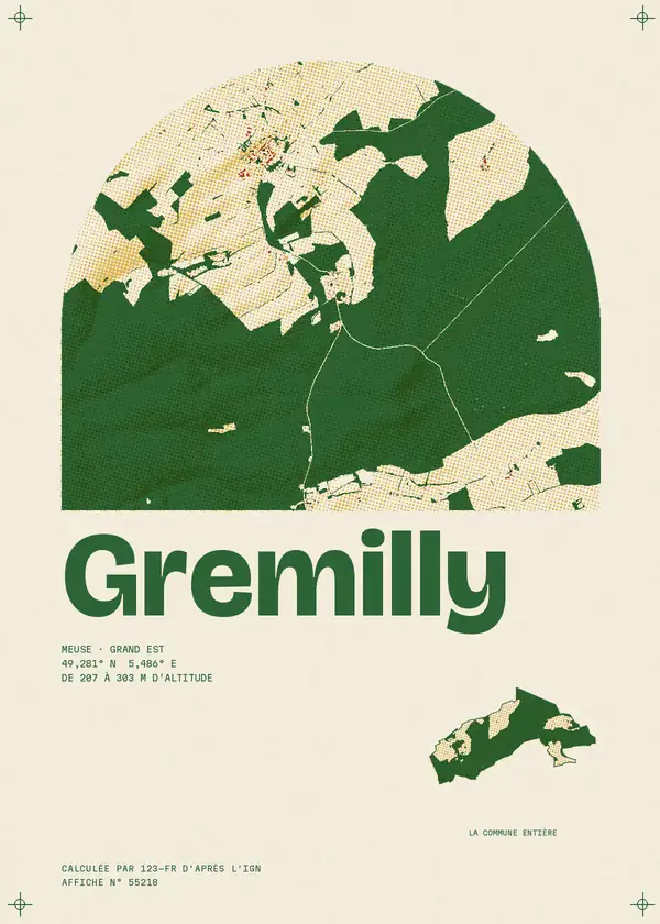 Affiche de Gremilly, calculée par 123-fr d'après l'IGN