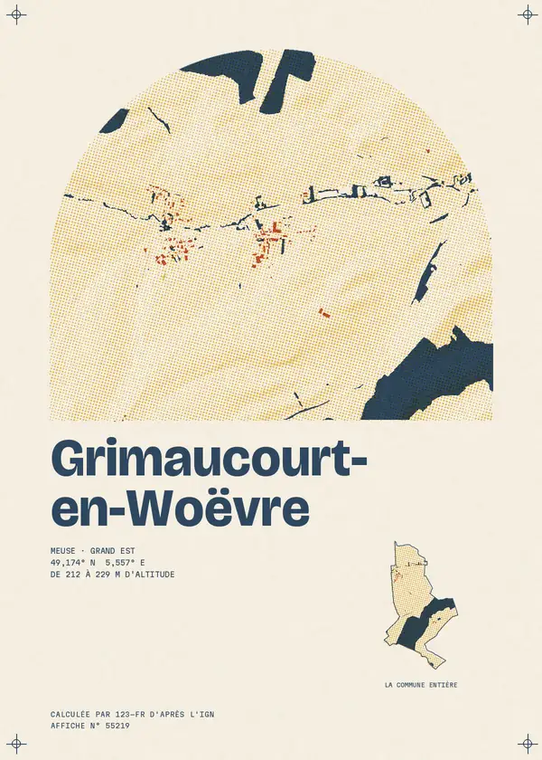 Affiche de Grimaucourt-en-Woëvre, calculée par 123-fr d'après l'IGN