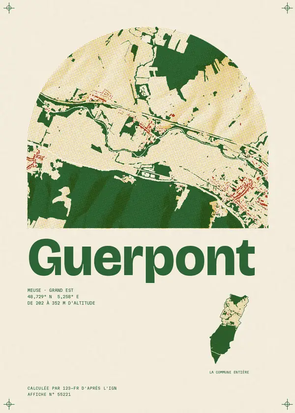 Affiche de Guerpont, calculée par 123-fr d'après l'IGN