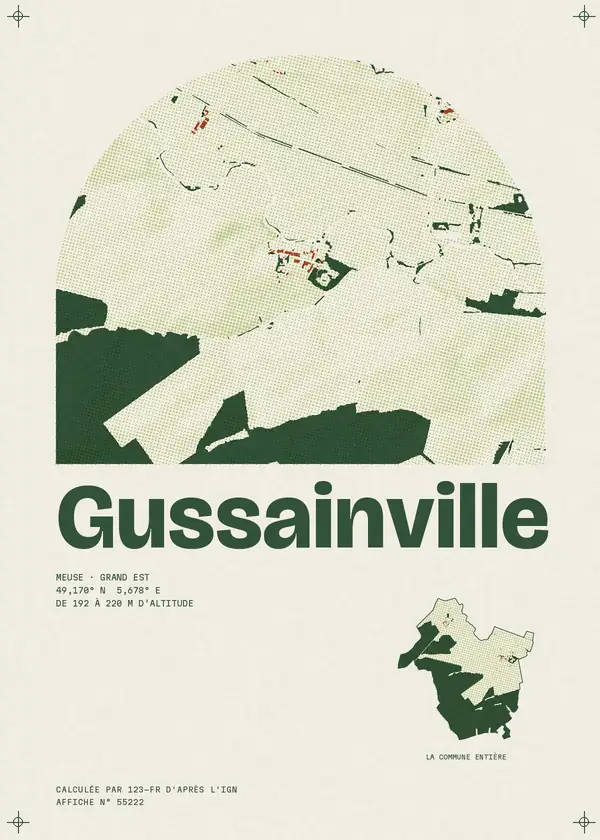 Affiche de Gussainville, calculée par 123-fr d'après l'IGN