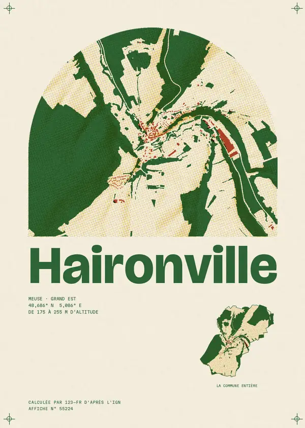 Affiche de Haironville, calculée par 123-fr d'après l'IGN