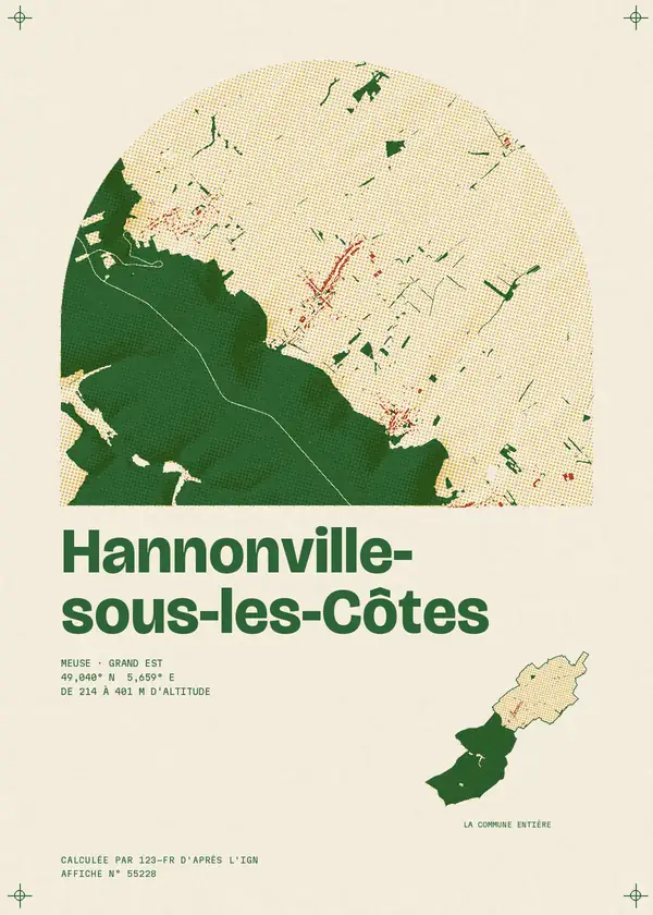 Affiche de Hannonville-sous-les-Côtes, calculée par 123-fr d'après l'IGN