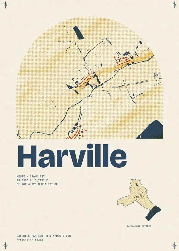 Affiche de Harville, calculée par 123-fr d'après l'IGN