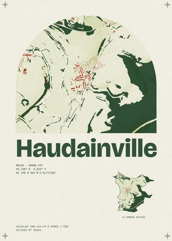 Affiche de Haudainville, calculée par 123-fr d'après l'IGN