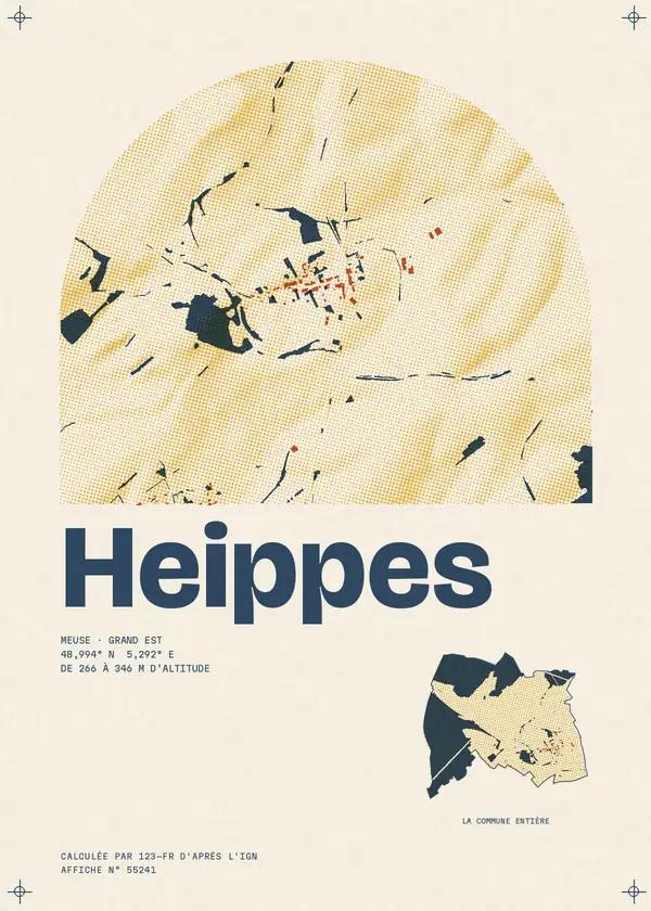 Affiche de Heippes, calculée par 123-fr d'après l'IGN