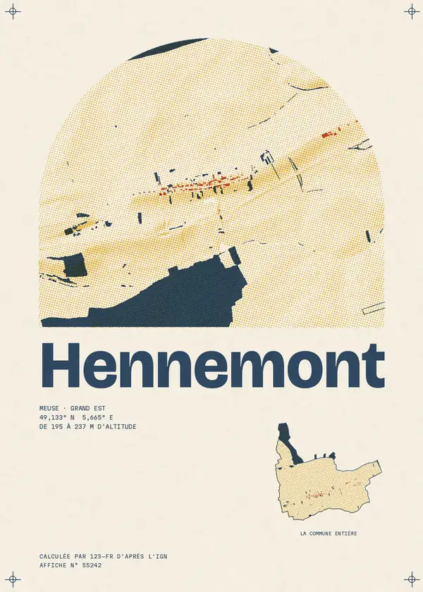 Affiche de Hennemont, calculée par 123-fr d'après l'IGN