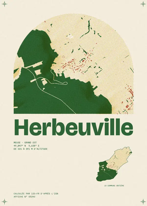 Affiche de Herbeuville, calculée par 123-fr d'après l'IGN