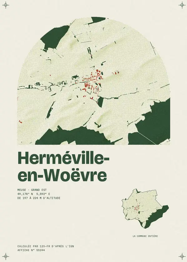 Affiche de Herméville-en-Woëvre, calculée par 123-fr d'après l'IGN