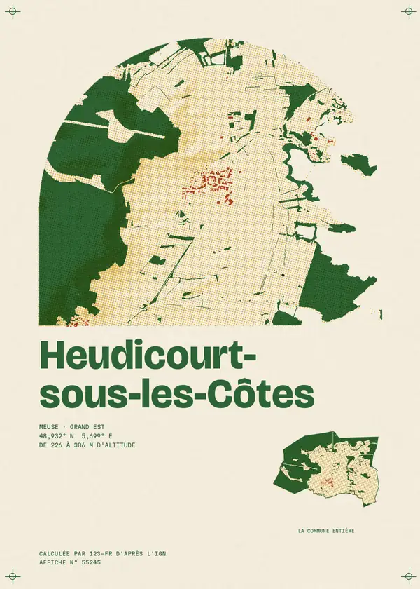 Affiche de Heudicourt-sous-les-Côtes, calculée par 123-fr d'après l'IGN
