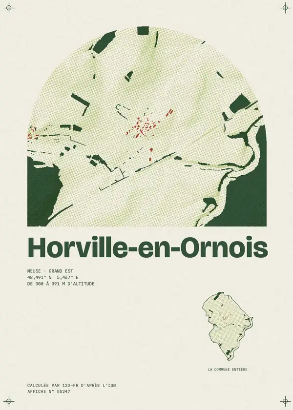 Affiche de Horville-en-Ornois, calculée par 123-fr d'après l'IGN