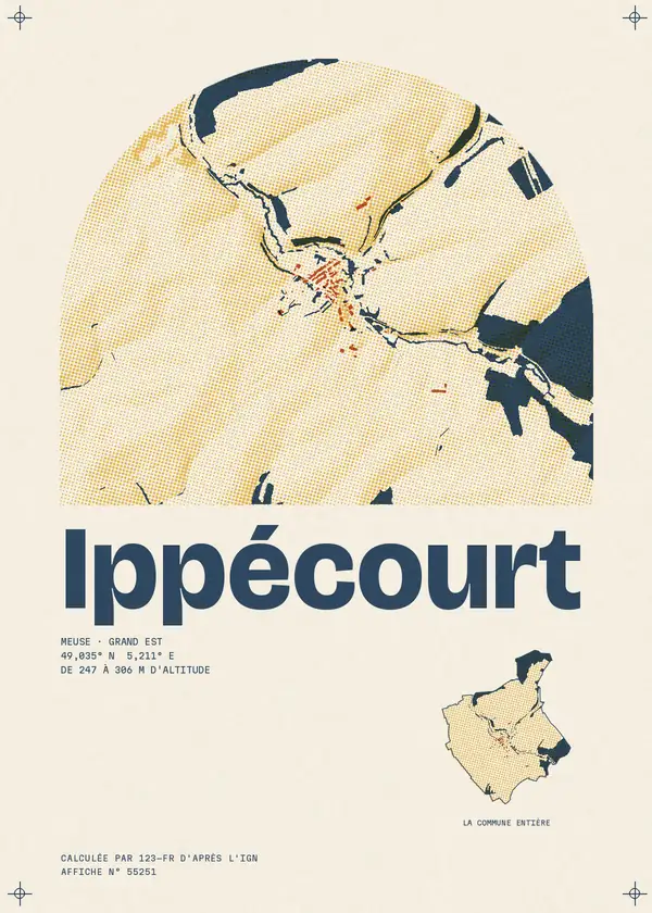 Affiche de Ippécourt, calculée par 123-fr d'après l'IGN