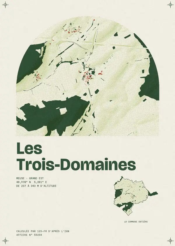 Affiche de Les Trois-Domaines, calculée par 123-fr d'après l'IGN