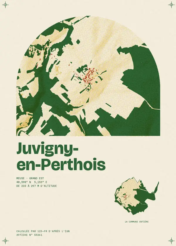 Affiche de Juvigny-en-Perthois, calculée par 123-fr d'après l'IGN