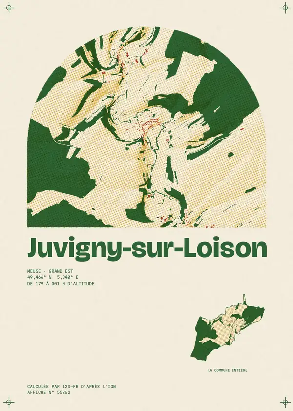 Affiche de Juvigny-sur-Loison, calculée par 123-fr d'après l'IGN