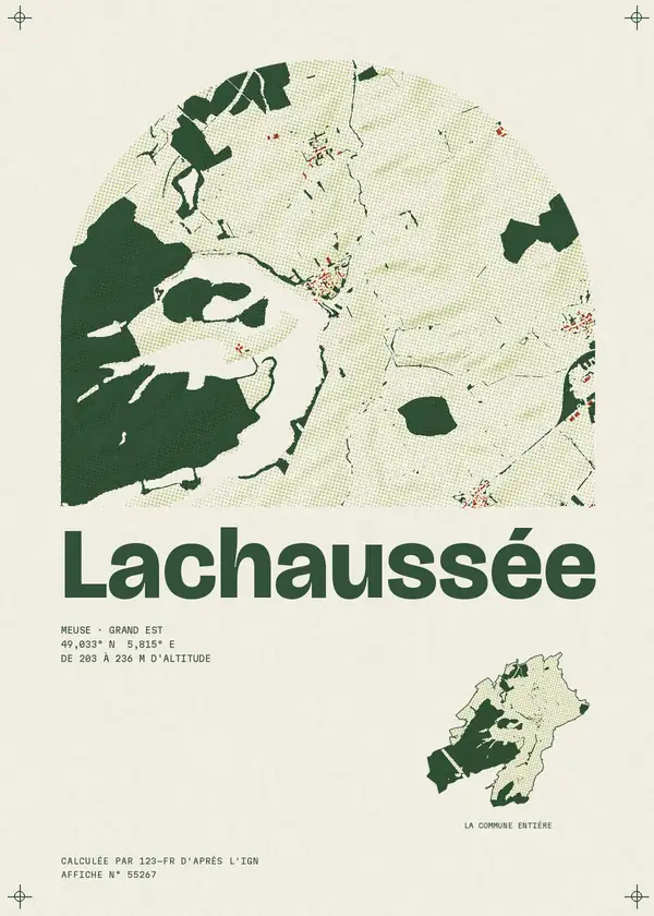 Affiche de Lachaussée, calculée par 123-fr d'après l'IGN