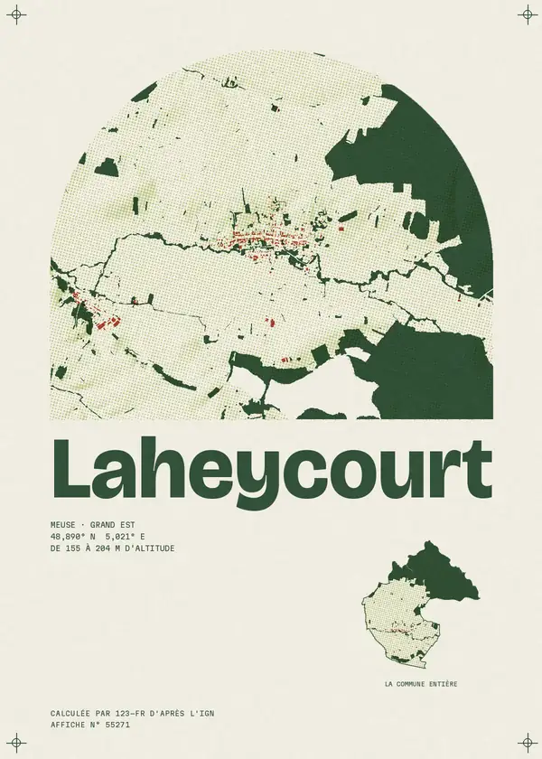 Affiche de Laheycourt, calculée par 123-fr d'après l'IGN