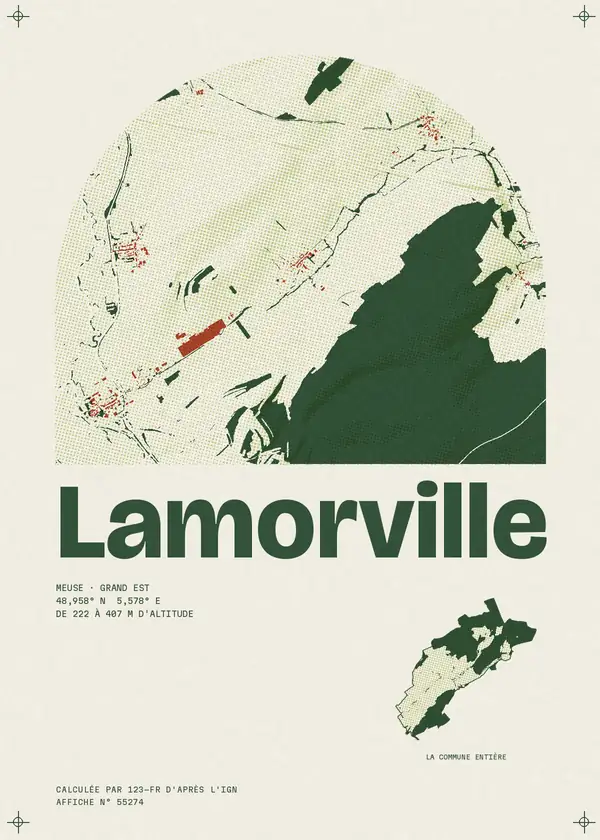 Affiche de Lamorville, calculée par 123-fr d'après l'IGN