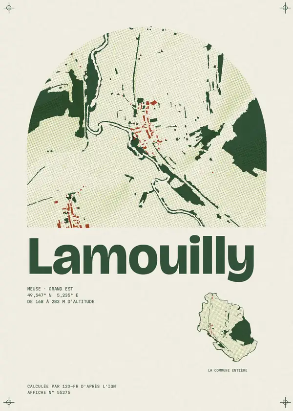 Affiche de Lamouilly, calculée par 123-fr d'après l'IGN