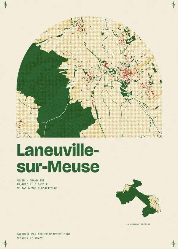 Affiche de Laneuville-sur-Meuse, calculée par 123-fr d'après l'IGN