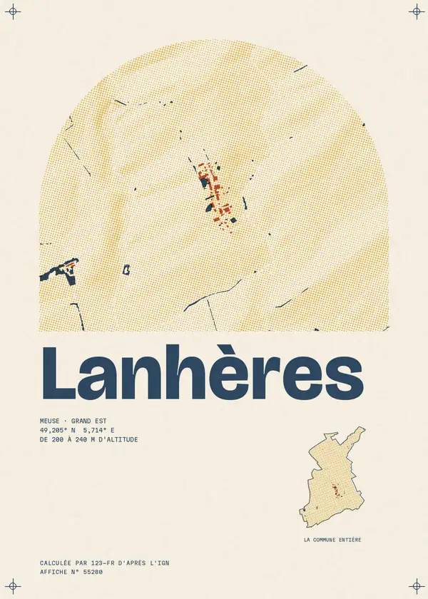 Affiche de Lanhères, calculée par 123-fr d'après l'IGN