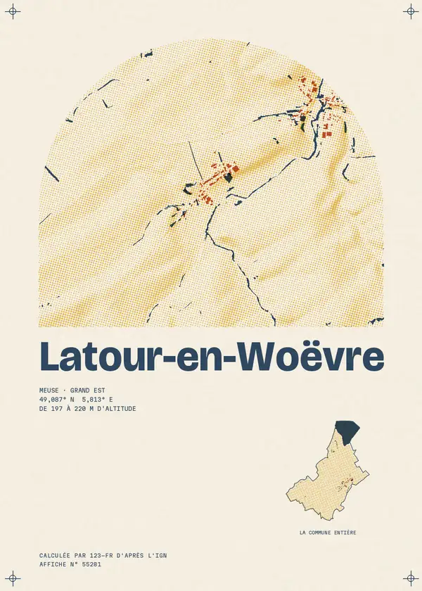 Affiche de Latour-en-Woëvre, calculée par 123-fr d'après l'IGN