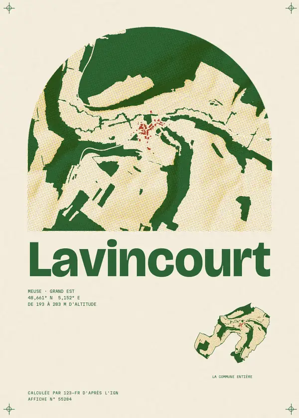 Affiche de Lavincourt, calculée par 123-fr d'après l'IGN