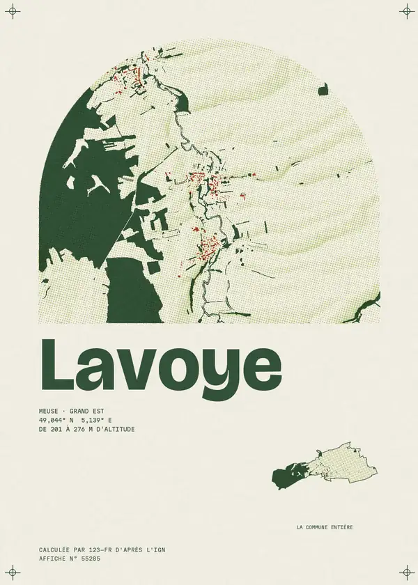 Affiche de Lavoye, calculée par 123-fr d'après l'IGN