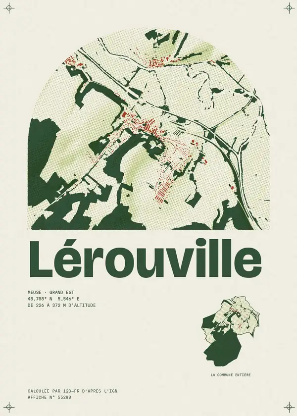 Affiche de Lérouville, calculée par 123-fr d'après l'IGN