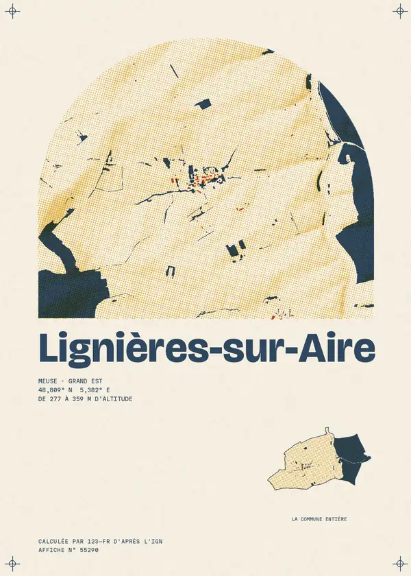 Affiche de Lignières-sur-Aire, calculée par 123-fr d'après l'IGN