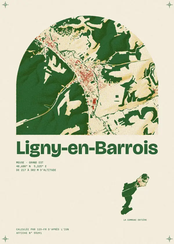 Affiche de Ligny-en-Barrois, calculée par 123-fr d'après l'IGN