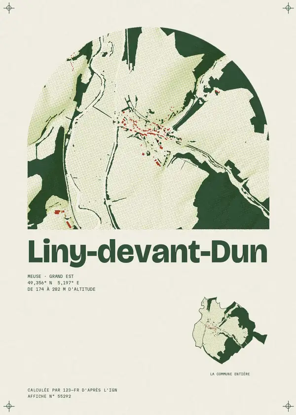 Affiche de Liny-devant-Dun, calculée par 123-fr d'après l'IGN