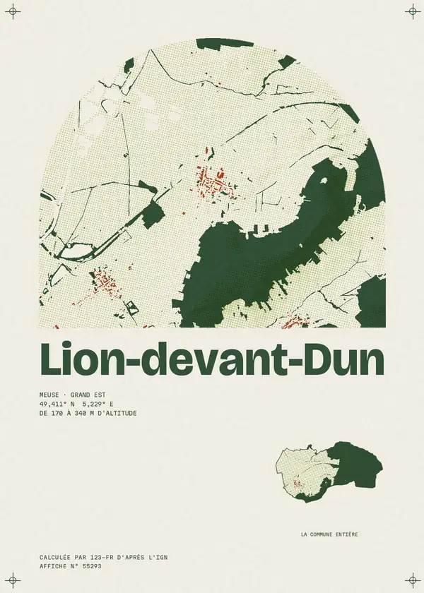 Affiche de Lion-devant-Dun, calculée par 123-fr d'après l'IGN