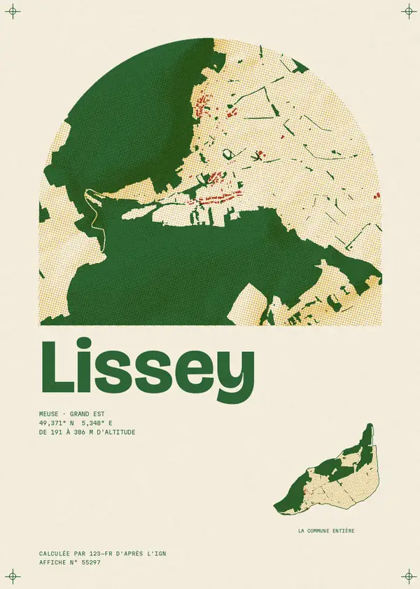 Affiche de Lissey, calculée par 123-fr d'après l'IGN