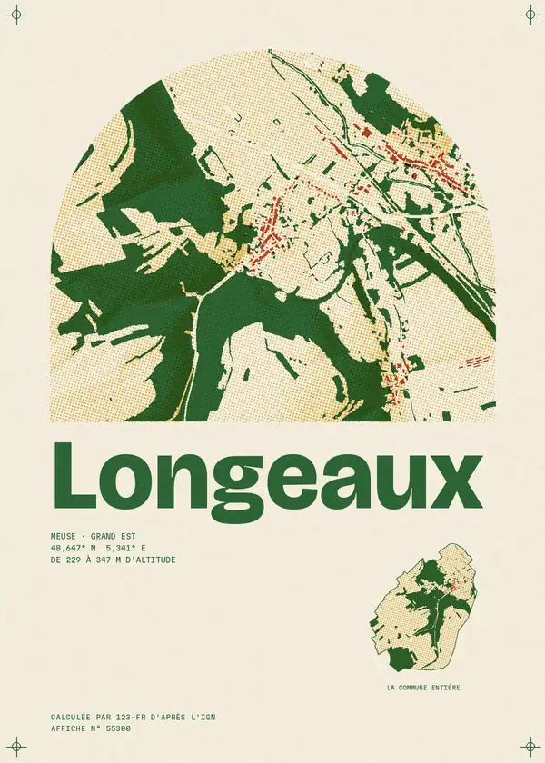 Affiche de Longeaux, calculée par 123-fr d'après l'IGN