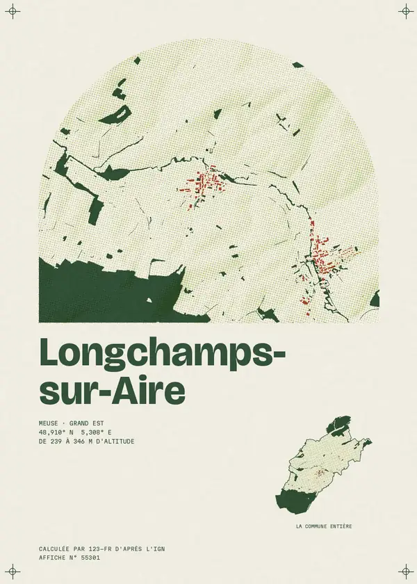 Affiche de Longchamps-sur-Aire, calculée par 123-fr d'après l'IGN