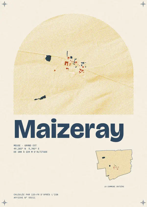 Affiche de Maizeray, calculée par 123-fr d'après l'IGN
