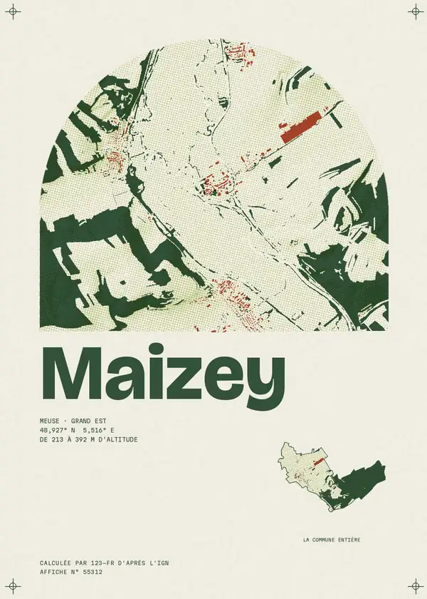 Affiche de Maizey, calculée par 123-fr d'après l'IGN