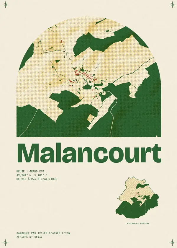 Affiche de Malancourt, calculée par 123-fr d'après l'IGN