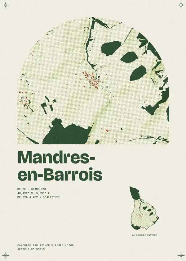 Affiche de Mandres-en-Barrois, calculée par 123-fr d'après l'IGN