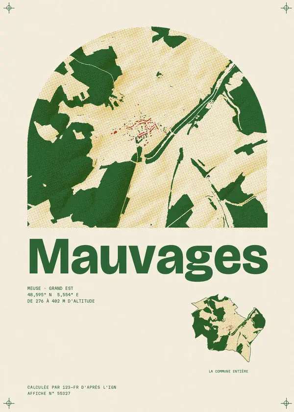 Affiche de Mauvages, calculée par 123-fr d'après l'IGN
